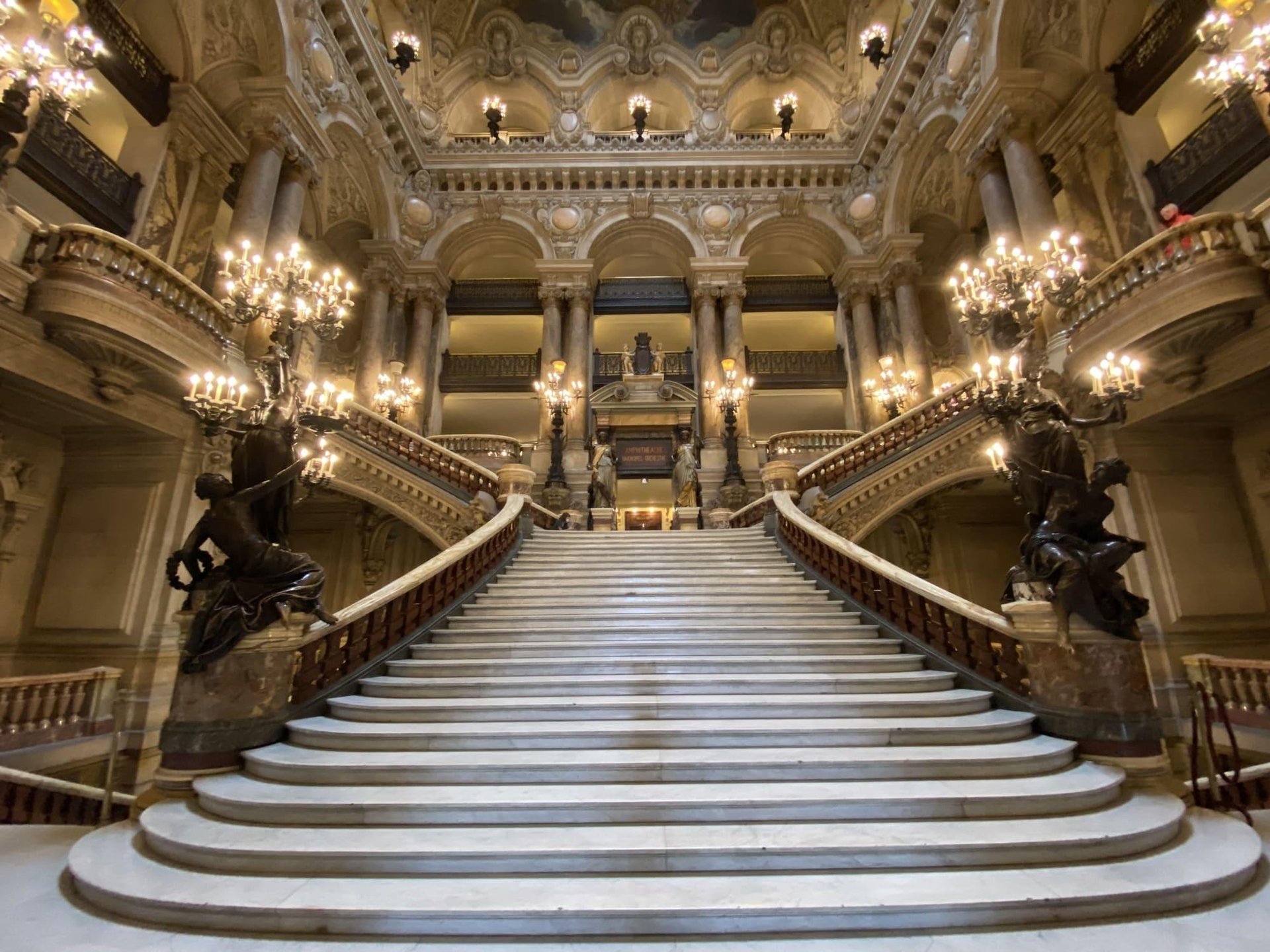The great stairs in Paris Opera Garnier, few steps from Hotel Gramont