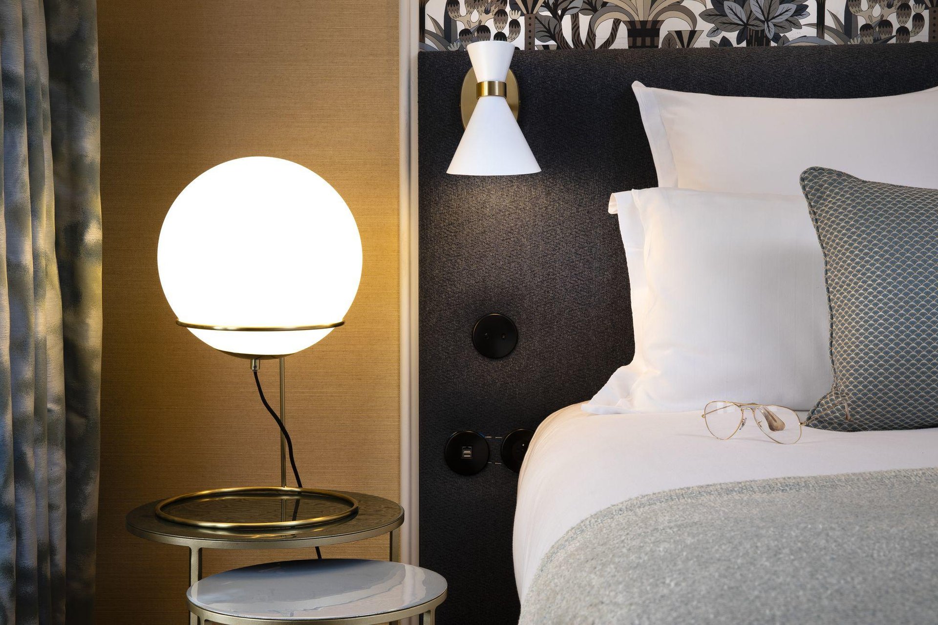 Close to Opera, Hotel Gramont Paris, aquatic inspiration travel in double bedroom